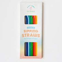 Load image into Gallery viewer, Happy Bendy Rainbow Silicone Sipping Straws (10053)