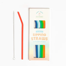Load image into Gallery viewer, Happy Bendy Rainbow Silicone Sipping Straws (10053)