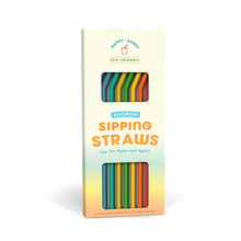Load image into Gallery viewer, Happy Bendy Rainbow Silicone Sipping Straws (10053)