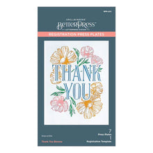 Load image into Gallery viewer, Spellbinders Paper Arts BetterPress Letterpress Registration Press Plates Thank You Blooms (BPR-001)
