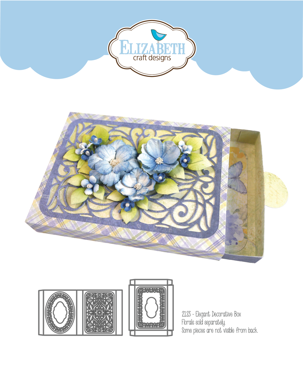 Elizabeth Craft Designs Evening Rose Collection Die Set Elegant Decorative Box (2123)