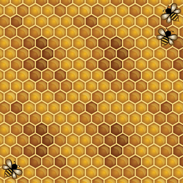 Scrapbook Customs 12x12 Scrapbook Paper Honeycomb & Bees Paper (36835)