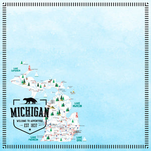 Scrapbook Customs 12x12 Scrapbook Paper Michigan Postage Map Paper (39443)