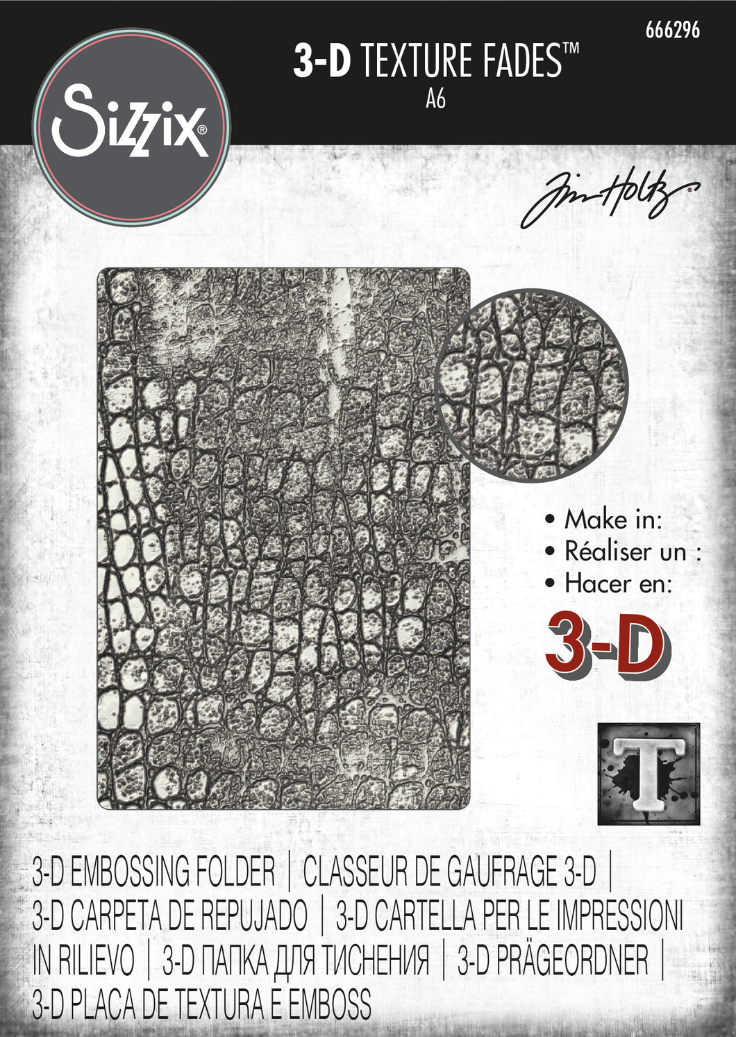 Sizzix 3-D Texture Fades Embossing Folder Reptile by Tim Holtz (666296)