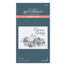 Load image into Gallery viewer, Spellbinders Paper Arts BetterPress Letterpress Press Plate Christmas Greetings (BP-071)