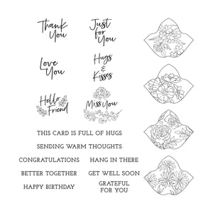 Spellbinders Paper Arts Stamp Set Clear Stamp of the Month February 2021 Trefoil Florals & Sentiments (CSOM-FEB21)