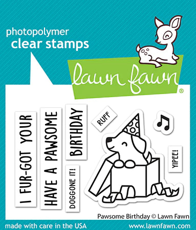 Lawn Fawn Lawn Cuts Stamp & Die Set Pawsome Birthday (LF3163)