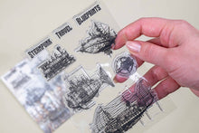 Load image into Gallery viewer, Steampunk Travel Blueprints Clear Stamp