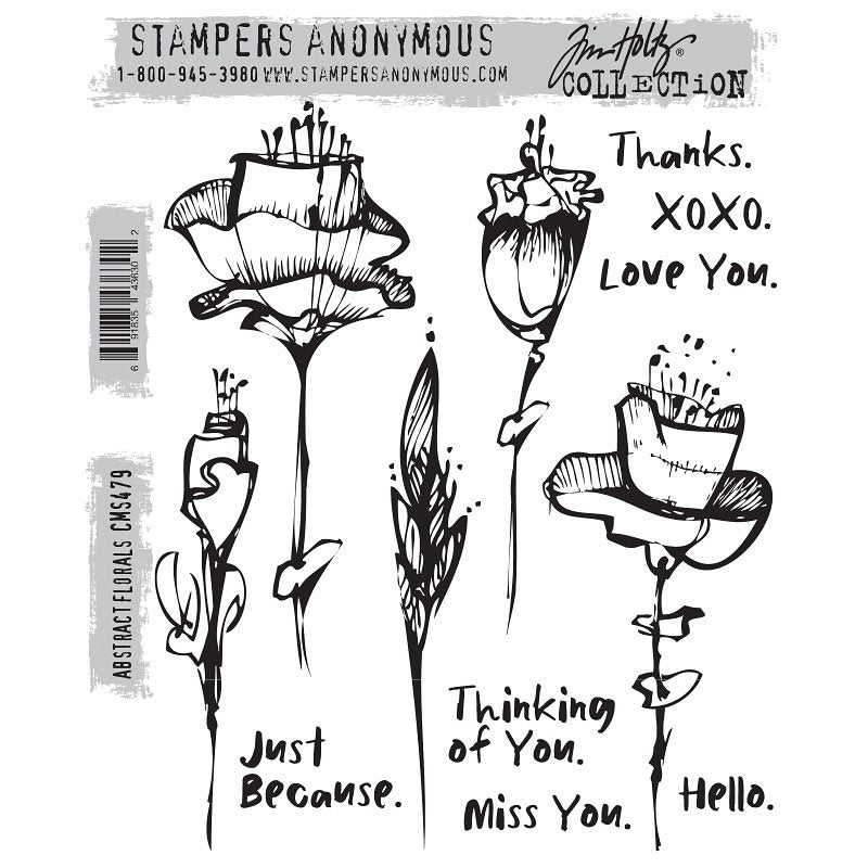 PRE-ORDER Stampers Anonymous Tim Holtz Cling Rubber Stamps Stamp Abstract Florals (CMS479)