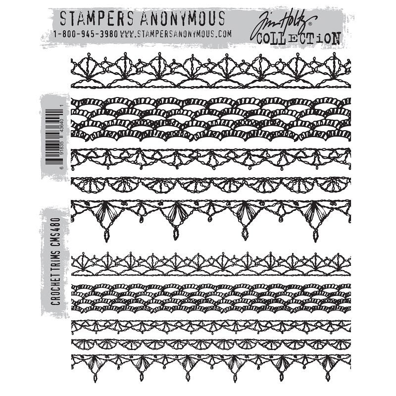 PRE-ORDER Stampers Anonymous Tim Holtz Cling Rubber Stamps Stamp Crochet Trims (CMS480)