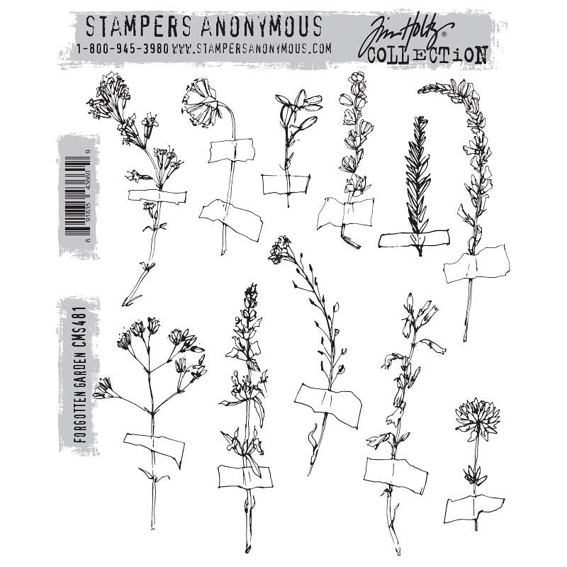 PRE-ORDER Stampers Anonymous Tim Holtz Cling Rubber Stamps Stamp Forgotten Garden (CMS481)