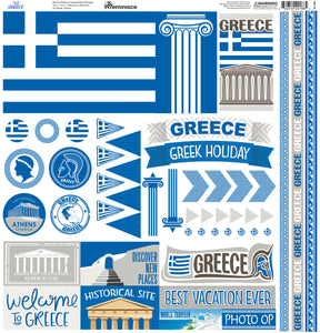 Reminisce Greece Collection 12x12 Die Cut Sticker Sheet (GRE-100)