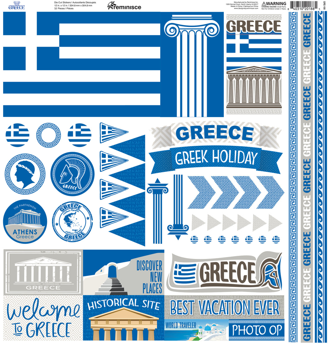 Reminisce Greece Collection 12x12 Die Cut Sticker Sheet (GRE-100)