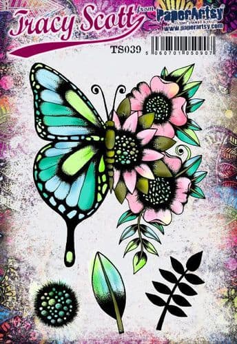 PaperArtsy Rubber Stamp Set Butterfly designed by Tracy Scott (TS039)