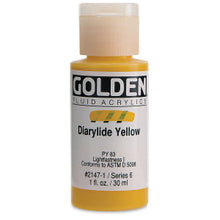 Load image into Gallery viewer, GOLDEN Fluid Acrylics Diarylide Yellow (2147-1)