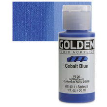 Load image into Gallery viewer, GOLDEN Fluid Acrylics Cobalt Blue (2140-1)