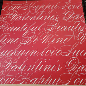 Anna Griffin 12x12 Scrapbook Paper Valentine's Day Script