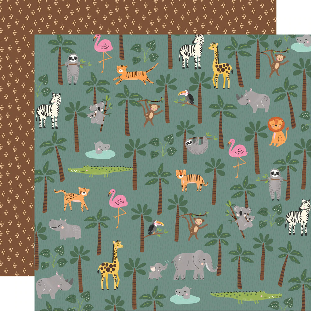 Simple Stories Into the Wild Collection 12x12 Scrapbook Paper Going on Safari (17606)