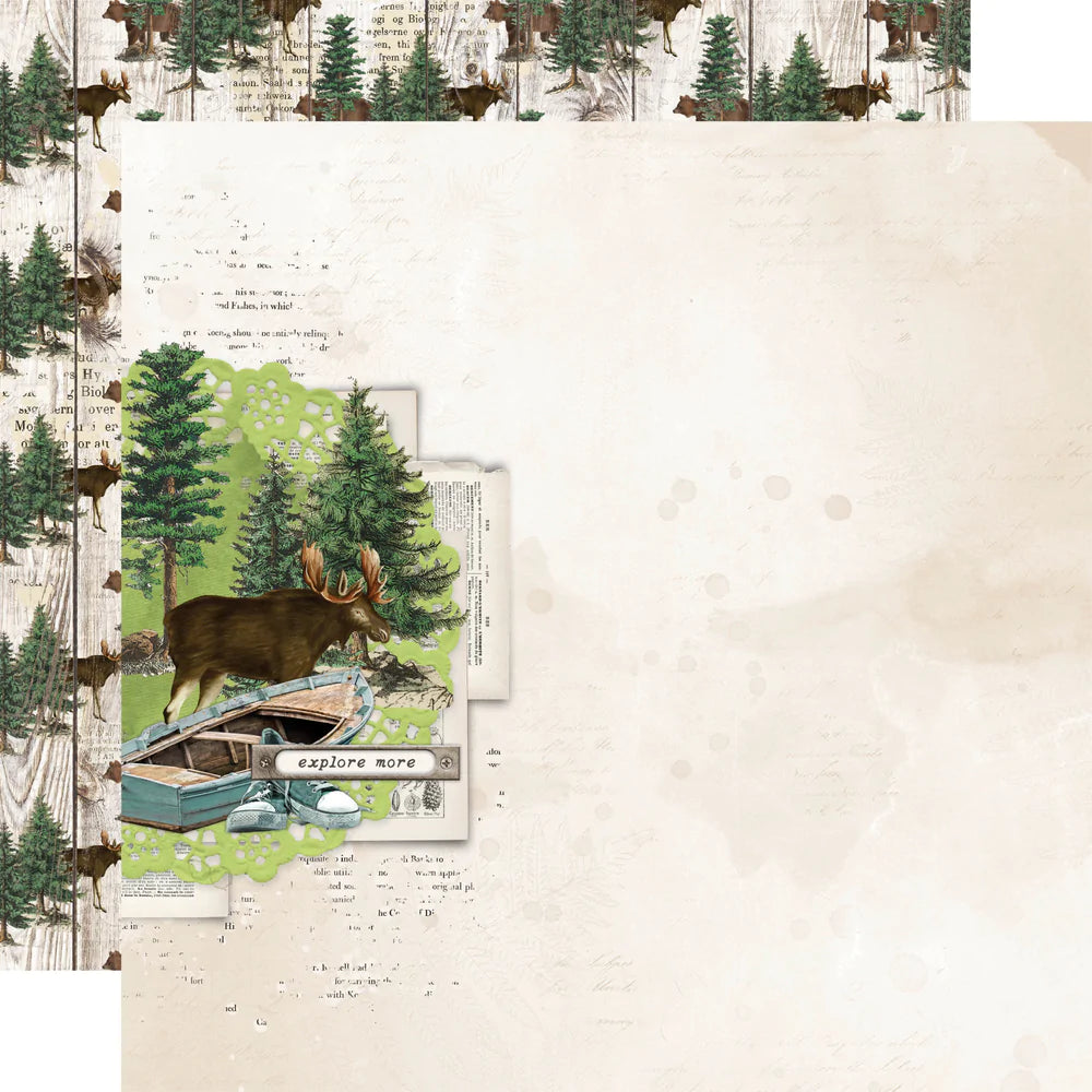 Simple Stories Simple Vintage Lakeside Collection 12x12 Scrapbook Paper Great Outdoors (18007)