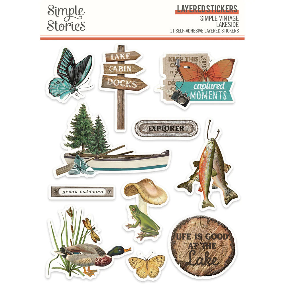 Simple Stories Simple Vintage Lakeside Green Collection Layered Stickers (18028)