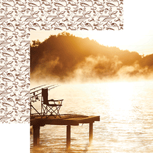 Load image into Gallery viewer, Reminisce Hooked on Fishing Collection 12x12 Scrapbook Paper From the Dock (HOF-002)
