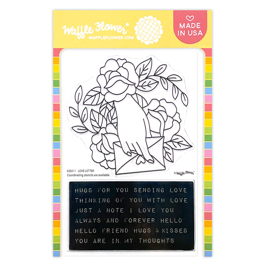 Waffle Flower Love Letter Stamp & Stencil Set