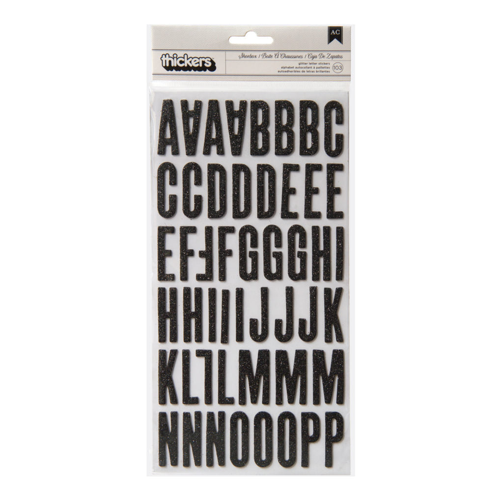 American Crafts Thickers Shoebox Glitter Letter Stickers Black (42881) –  Everything Mixed Media