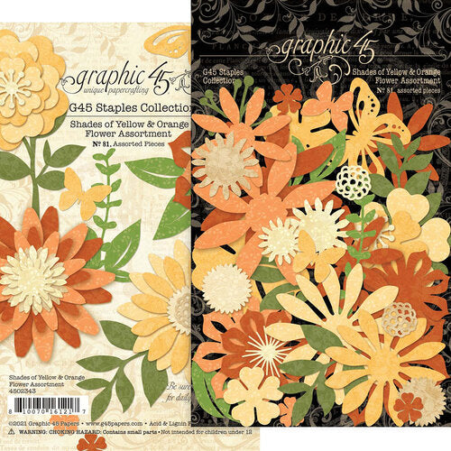 Graphic 45 G45 Staples Collection Shades of Yellow & Orange Flower Assortment (4502343)