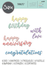 Load image into Gallery viewer, Sizzix Thinlits Die Set 6PK - Script Sentiments (665089)