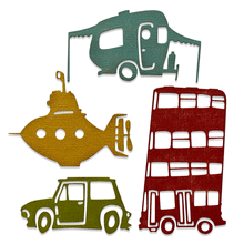 Load image into Gallery viewer, Sizzix Thinlits Die Set 4PK Wacky Transport #1 by Tim Holtz (665220)