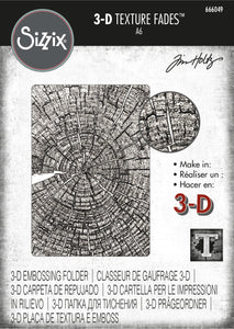 Sizzix 3-D Texture Fades Embossing Folder Tree Rings by Tim Holtz (666049)