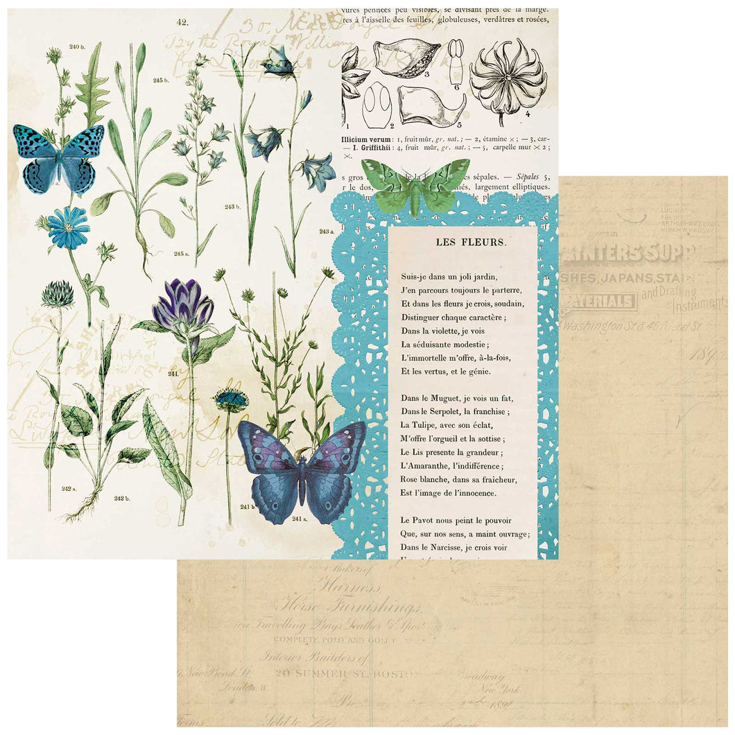 49 and Market Curators Botanical Collection 12x12 Scrapbook Paper Les Fleurs (CB-35670)