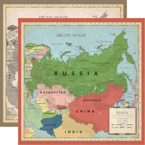Carta Bella Paper Co. Cartography No. 2 Collection - Russia 12" x 12" Scrapbook Paper (CBC116005)