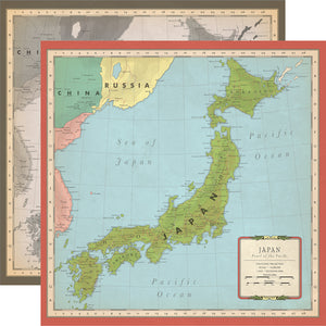 Carta Bella Paper Co. Cartography No. 2 Collection - Japan 12" x 12" Scrapbook Paper (CBC116006)