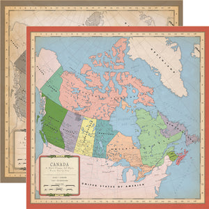 Carta Bella Paper Co. Cartography No. 1 Collection - Canada 12" x 12" Scrapbook Paper (CBCA97013)