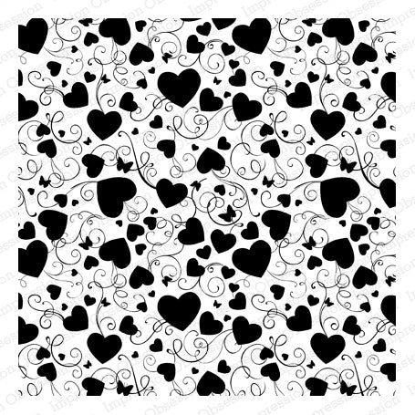Impression Obsession Cover-A-Card Background Stamp Heart Swirls (CC071)
