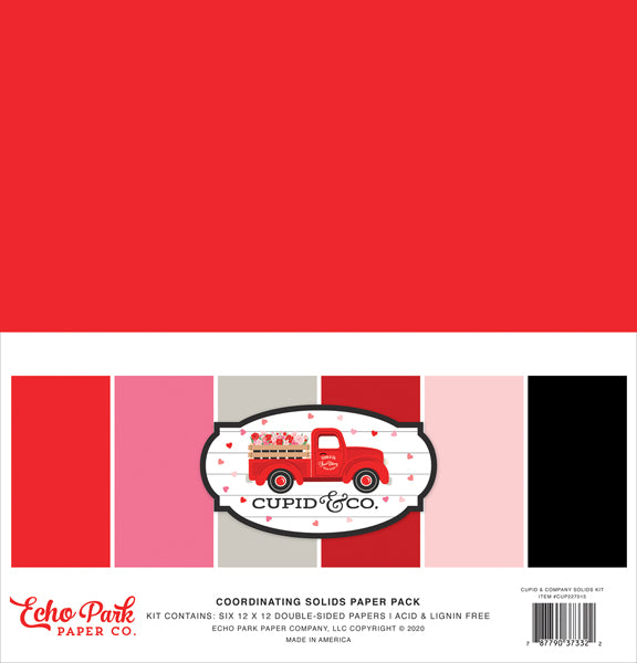 Echo Park Paper Co. 12x12 Coordinating Solids Paper Pack - Cupid & Co. (CUP227015)