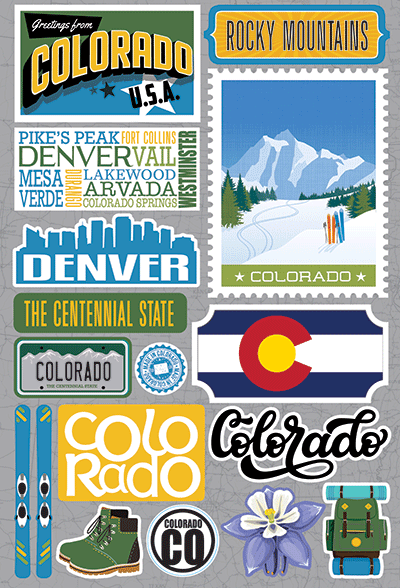 Reminisce Die Cut Stickers Jet Setters Colorado (JET-005)