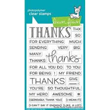 Load image into Gallery viewer, Lawn Fawn Photopolymer Clear Stamp & Die Set Thanks Thanks Thanks (LF2405/2406)