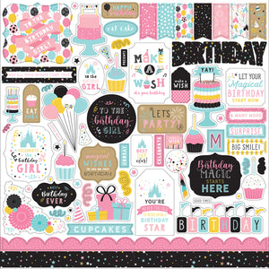 Echo Park Paper Co. 12x12 Scrapbook Paper - Magical Birthday Girl Collection - Element Stickers (MBG231014)