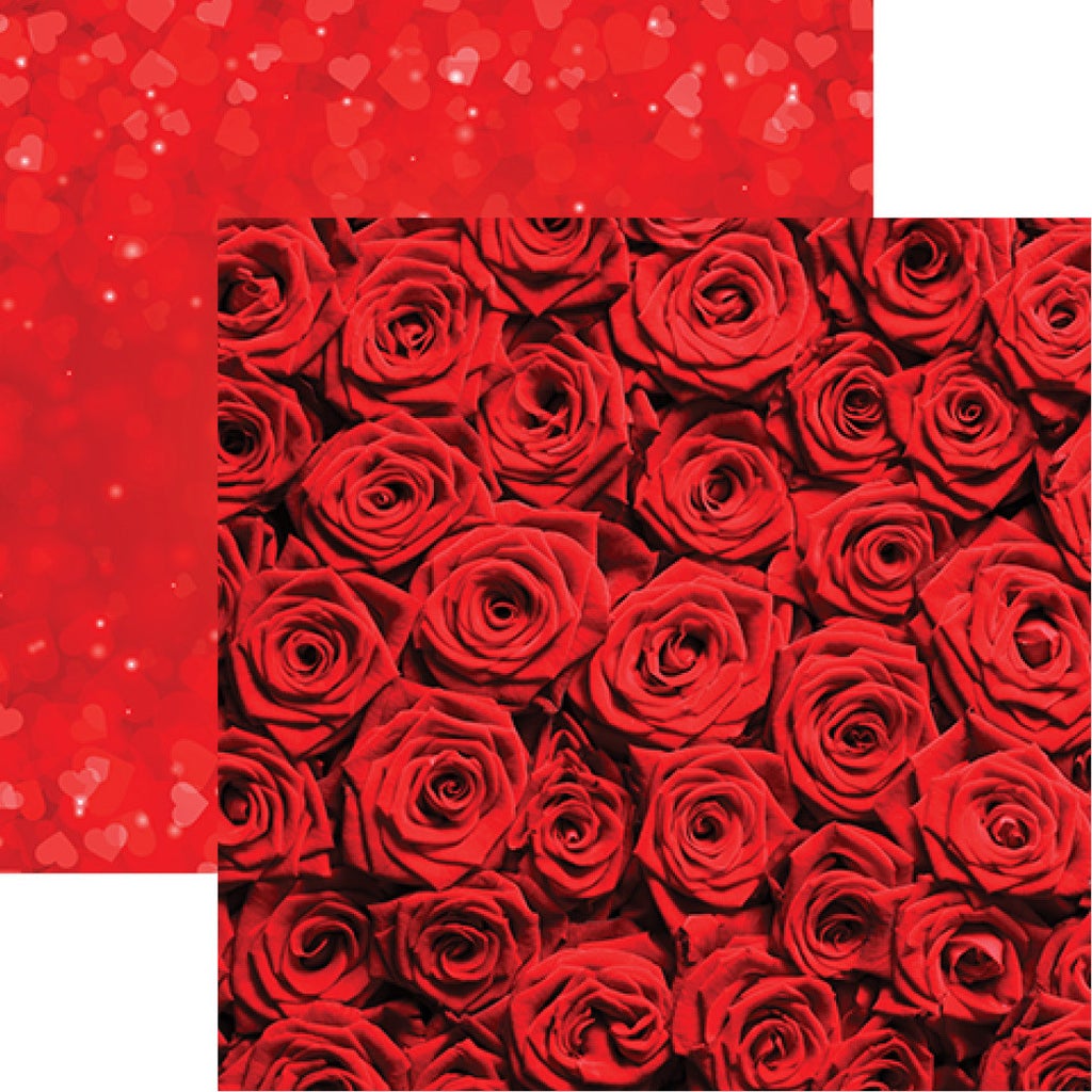 Reminisce Romantique Collection 12x12 Scrapbook Paper Dozens of Roses (ROM-003)