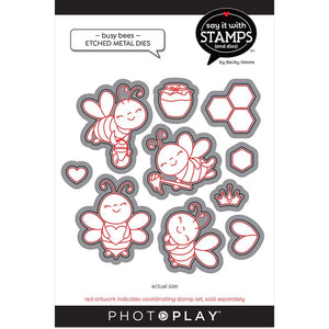 Photoplay Say It With Stamps Photopolymer Stamp & Die Set Busy Bees (SIS2655/2656)