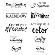 Load image into Gallery viewer, Spellbinders Paper Arts Clear Stamp Paint Your World Sentiments (STP-104)