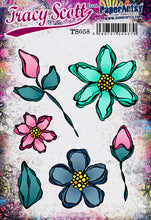 Load image into Gallery viewer, PaperArtsy Rubber Stamp Set Scribbly Flowers designed by Tracy Scott (TS058)