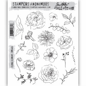 Stampers Anonymous Tim Holtz Cling Rubber Stamps Floral Elements (CMS445)