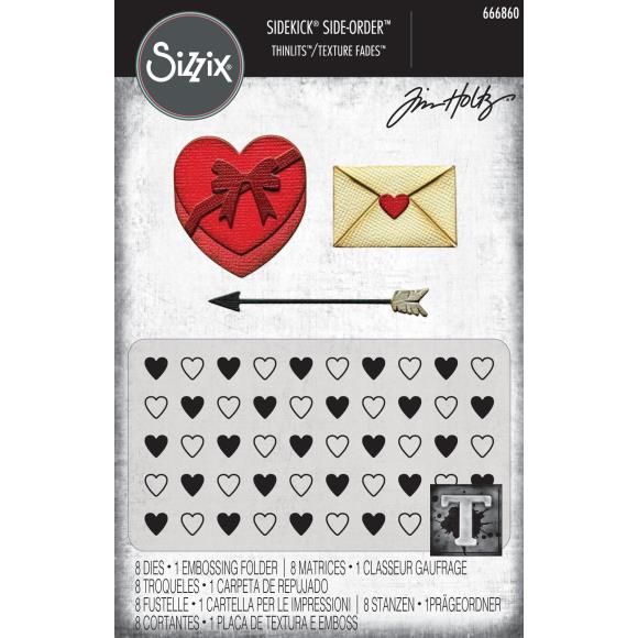 Sizzix Texture Fades Embossing Folder Plus Dies Side-Order Love Notes (666860)