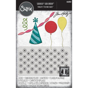 Sizzix Texture Fades Embossing Folder Plus Dies Side-Order Celebrate (666861)