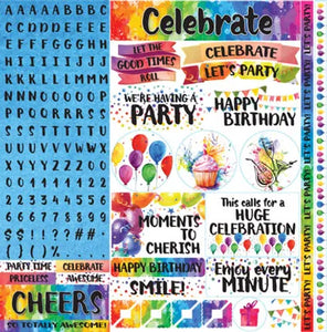 Ella & Viv Watercolor Party Collection 12x12 Alphabet Sticker Sheet (EAV-889)