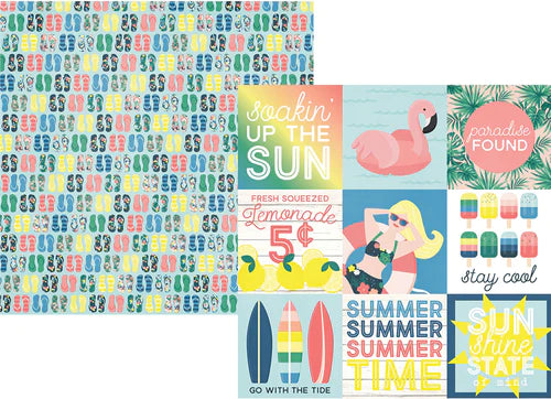 Simple Stories Sunshine and Blue Skies Collection 12x12 Scrapbook Paper 4x4 Elements (10619)