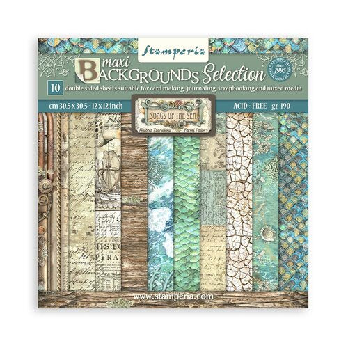 Stamperia Songs of the Sea Collection Backgrounds 12x12 Paper Pad (SBB –  Everything Mixed Media